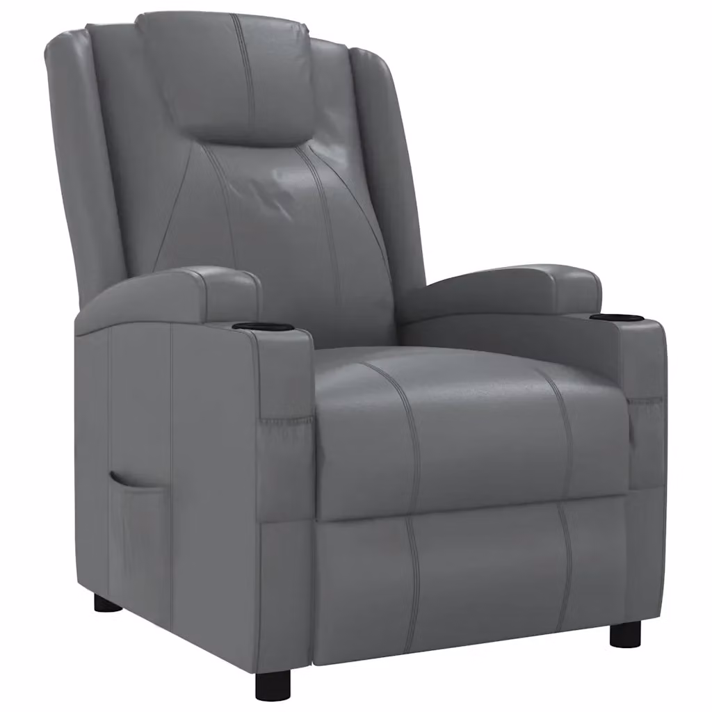 Poltrona Reclinabile Relax vidaXL in Similpelle Grigio con Braccioli e Regolazione Manuale – 2