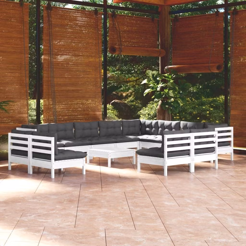 Maison Exclusive - Set Divani da Giardino 13 pz con Cuscini BiancLegno di Pino