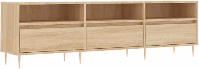 Mobile porta TV moderno HELLOSHOP26 in legno di rovere color marrone con ampi scomparti per media, L: 150 cm, P: 30 cm, H: 44,5 cm