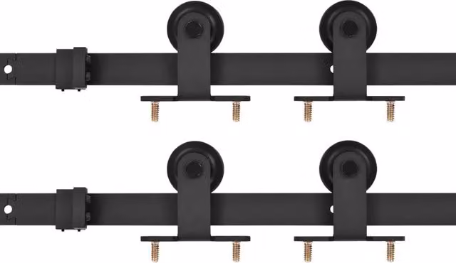 Kit di 2 Binari per Porte Scorrevoli in Acciaio Inox Nero Opaco CFW2400014 Lunghezza: 183 cm – 1
