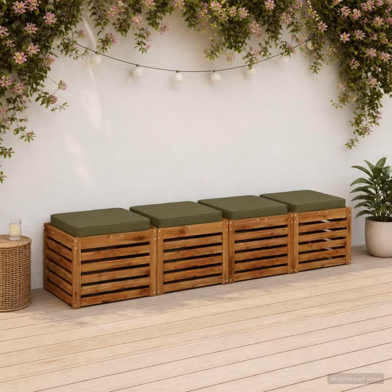 Set di 4 cuscini per sedia vidaXL VUGHT in poliestere, colore verde, design moderno e rettangolare con rivestimento rimovibile e lavabile