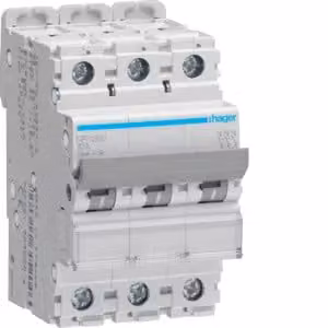 Interruttore miniaturizzato 3 poli 25kA caratteristica C 20A 3 moduli