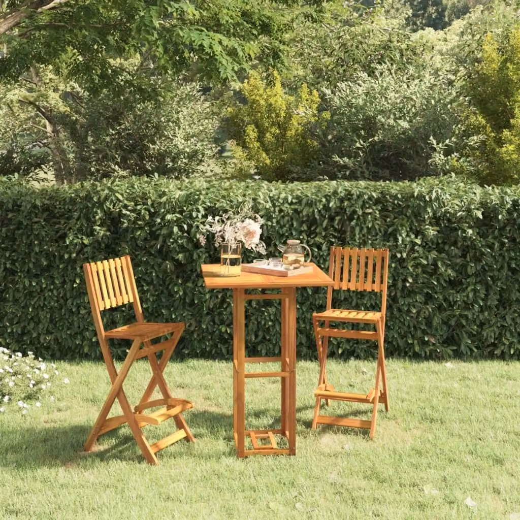 The Living Store Set bar da giardino 3 pezzi Set bar da giardino in legno massiccio di acacia