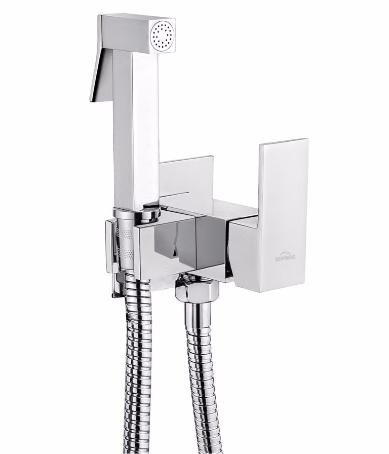Miscelatore quadrato per bidet da incasso, cromo