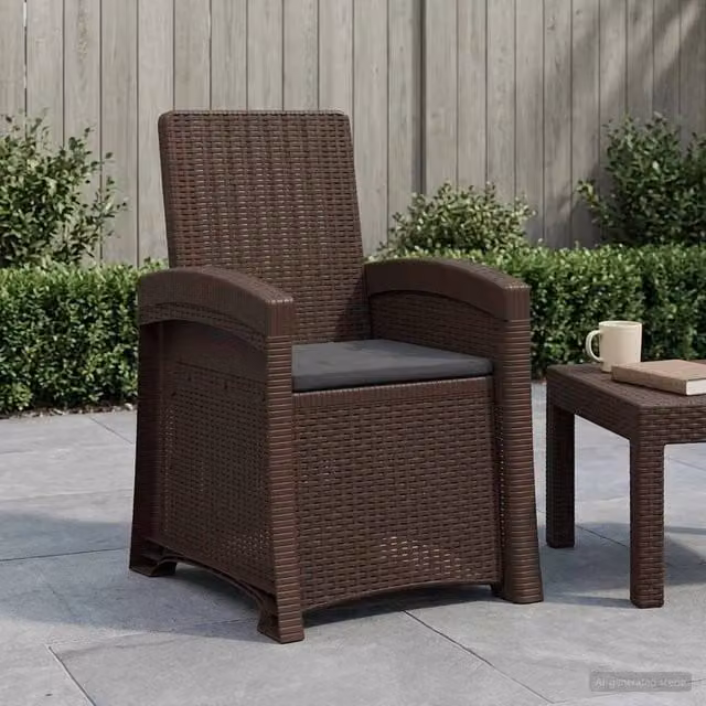 Sedia da giardino reclinabile vidaXL in effetto rattan, ideale per balcone e terrazzo, disponibile nei colori marrone o antracite – 1