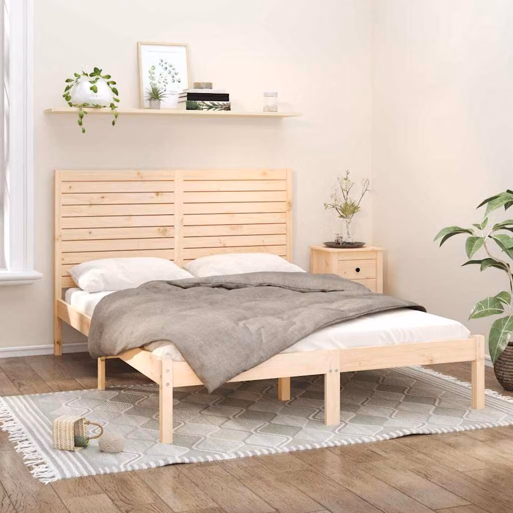 vidaXL Giroletto in Legno di Pino Massello Marrone L: 120 cm, P: 200 cm
