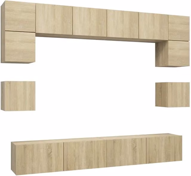 Set di Mobili TV 8 pz | Armadietto TV | Mobile Porta TV Rovere Sonoma in Legno Multistrato