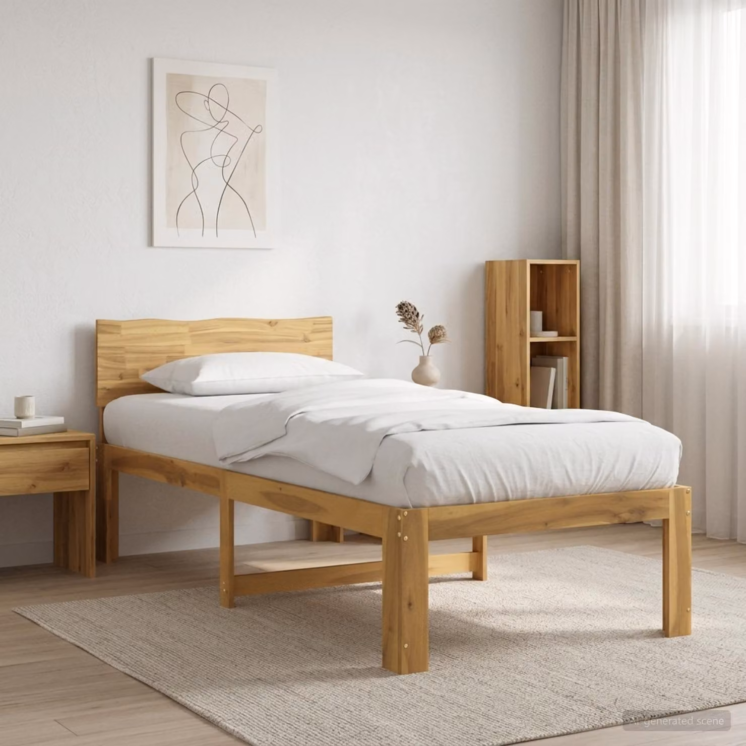 Letto Singolo con Testiera ROSTOCK vidaXL in Legno di Acacia Bianco L 80 cm x P 200 cm