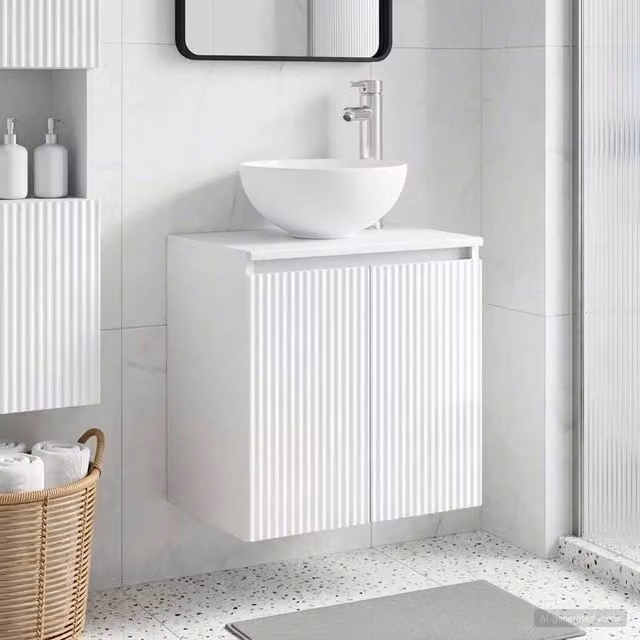 Mobile Lavabo da Parete vidaXL Bianco Lucido L: 49,5 cm, P: 35 cm, H: 63 cm