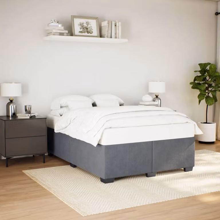 vidaXL Giroletto senza Materasso in Velluto Grigio L: 140 cm, P: 190 cm