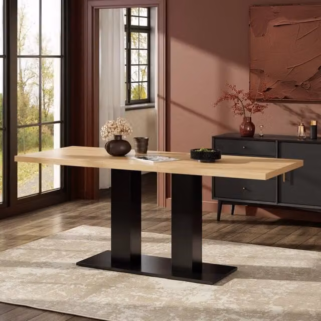 Tavolo estensibile 180x70x75 cm per 4-8 persone in MDF naturale