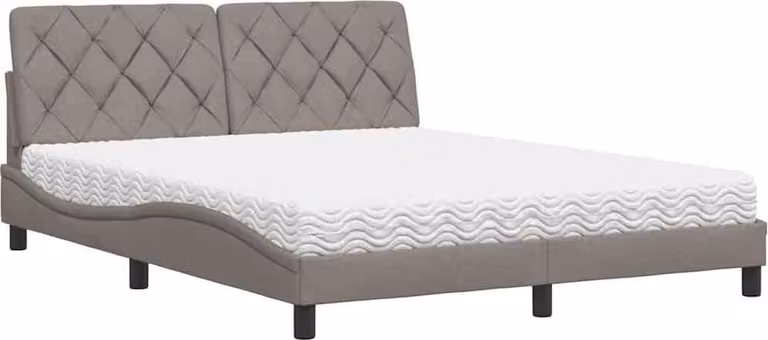 Letto con Materasso Tortora 160x200 cm in Tessuto