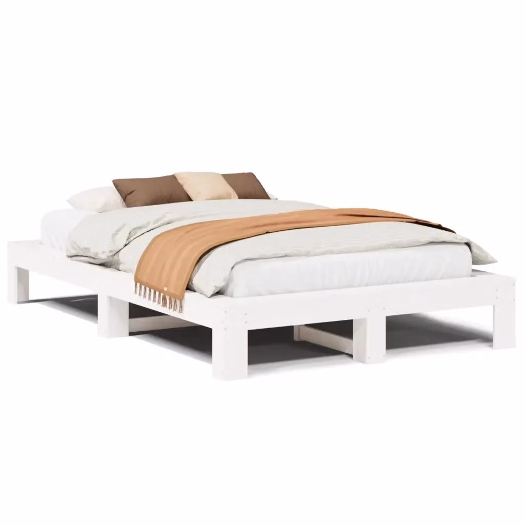 Letto singolo in legno massello di pino bianco vidaXL L/P/H: 190 x 120 x 31,5 cm – 2