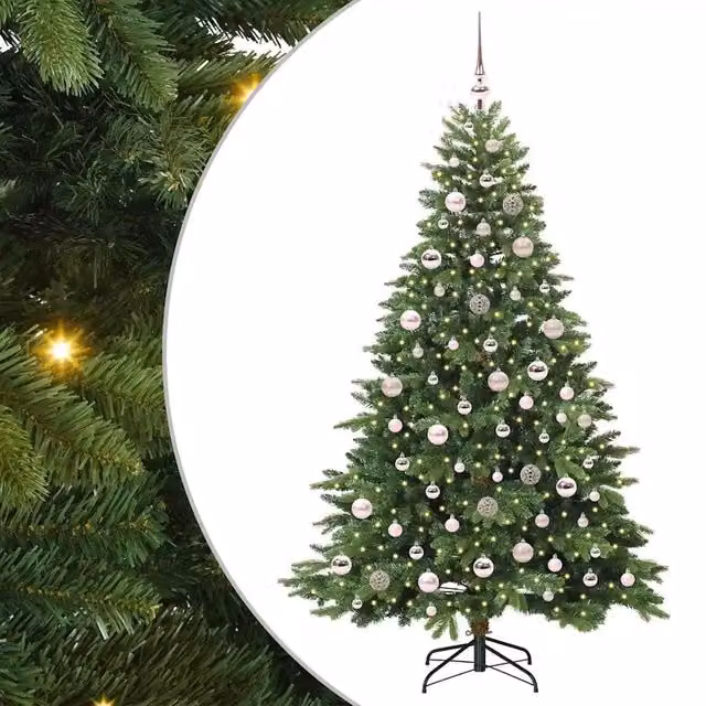 Albero di Natale artificiale moderno vidaXL verde con 300 LED luce bianca calda, Altezza: 180 cm