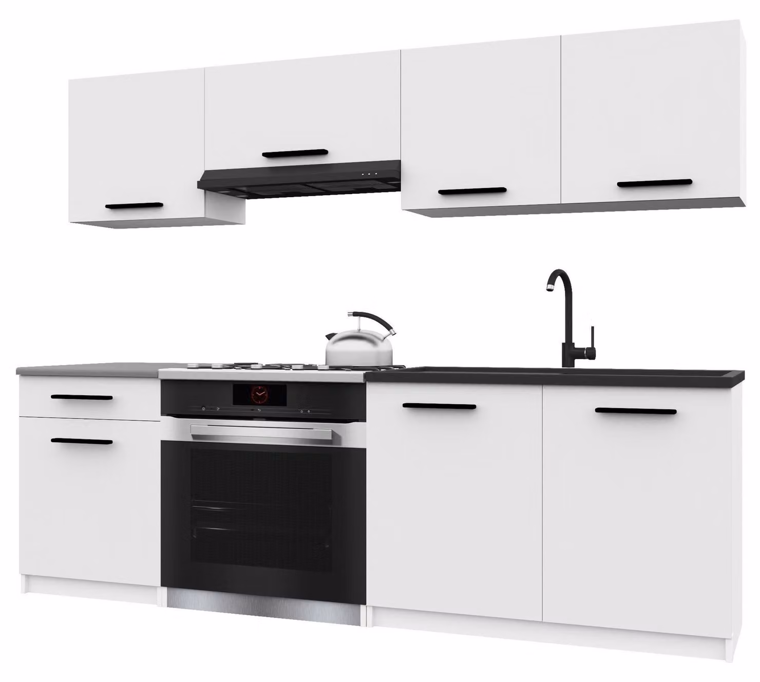 Belini - Angolo cottura moderno ITALIA 1 - Mobili da cucina 180 cm bianco opaco - Cucina componibile con pensili, mobili base e piani di lavoro