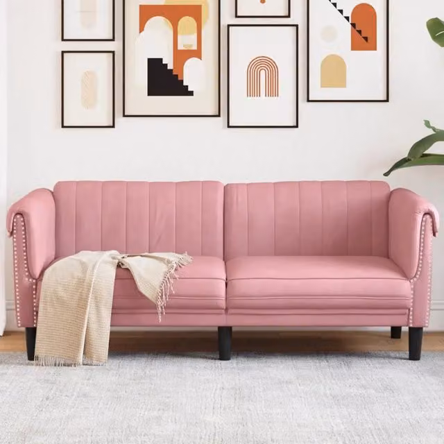 Divano a 2 Posti-Sofa 2 Posti Rosa in Velluto