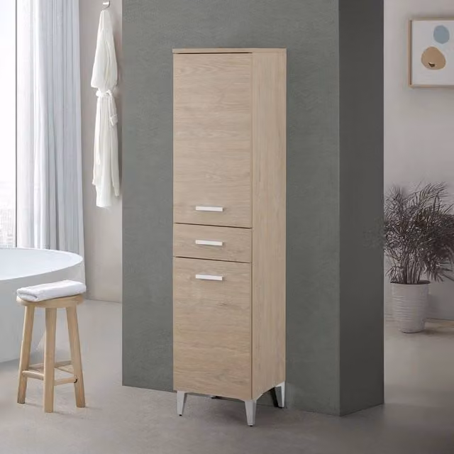 Colonna bagno a terra Desya in rovere con 2 ante e cassetto, L: 35 cm, H: 153,5 cm