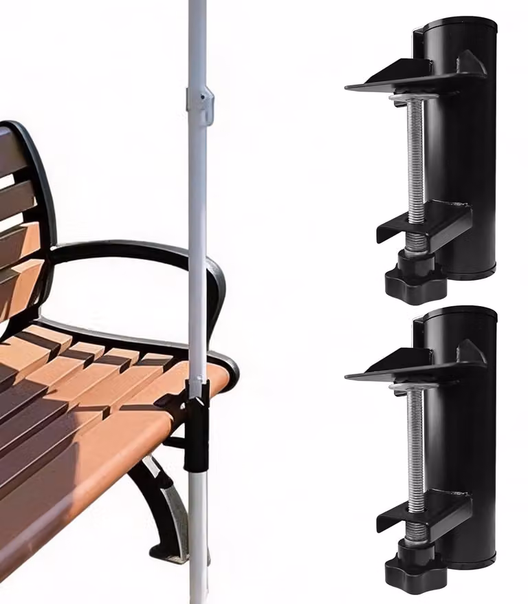 Set di 2 supporti per ombrellone, adatti per balconi e terrazzi - Regolabili da 20 a 38 mm