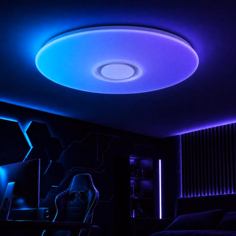 Lampada da soffitto LED Horevo, cambio colore, 36W, diametro 50cm, grande lampada da soffitto effetto cielo stellato