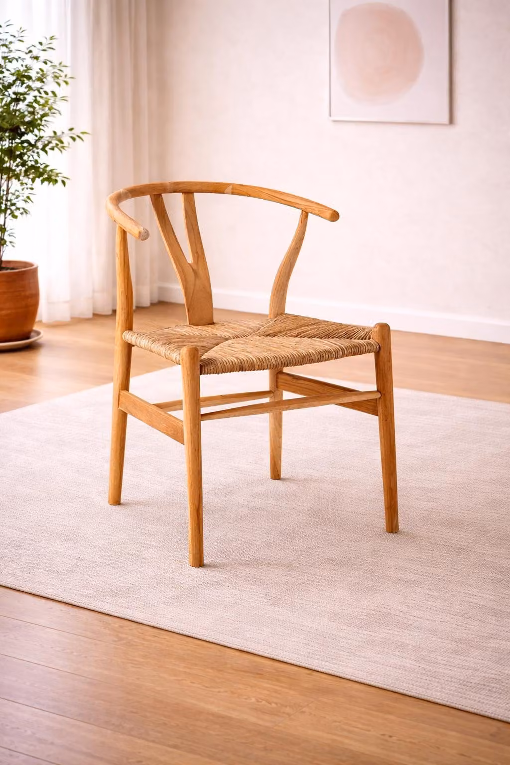 Exklusiver Hellbrauner Esszimmerstuhl Designer Holzstühle Lehnstühle