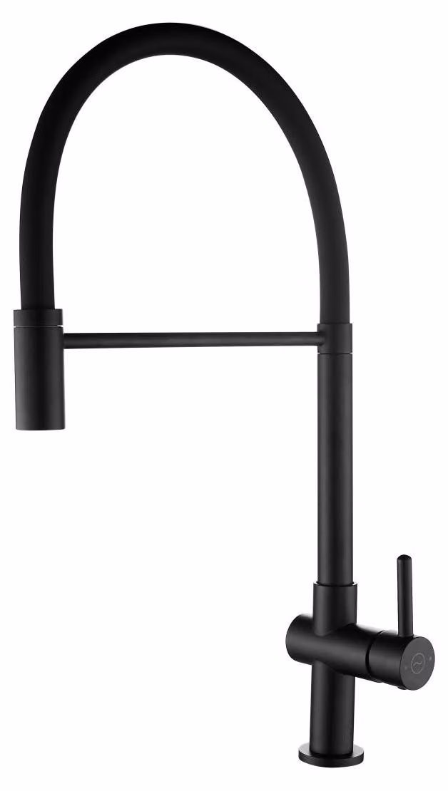 Rubinetto da cucina con bocchetta flessibile, colore nero, modello Gastro BL-4400-GT, marca Aquanello