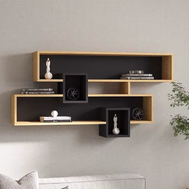 Zerfaliu Mensola con 4 Ripiani Moderna in Rovere Marrone L: 120 cm, P: 22 cm, H: 72 cm – 1