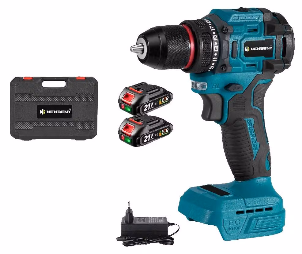 Trapano elettrico, motore brushless, 2 velocità, 2 batterie incluse