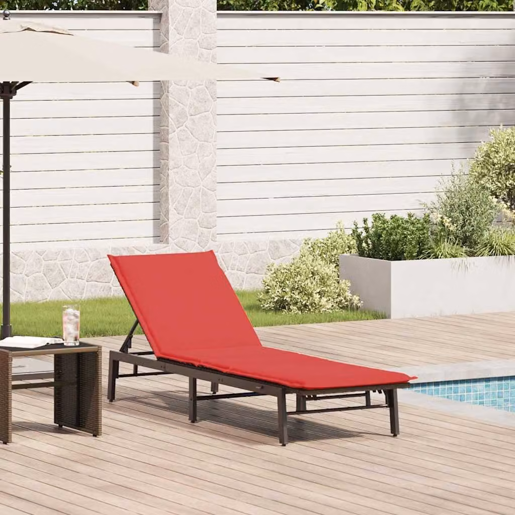 vidaXL Lettino Prendisole in Polyrattan Marrone con Cuscino Regolabile e Tessuto Resistente ai Raggi UV