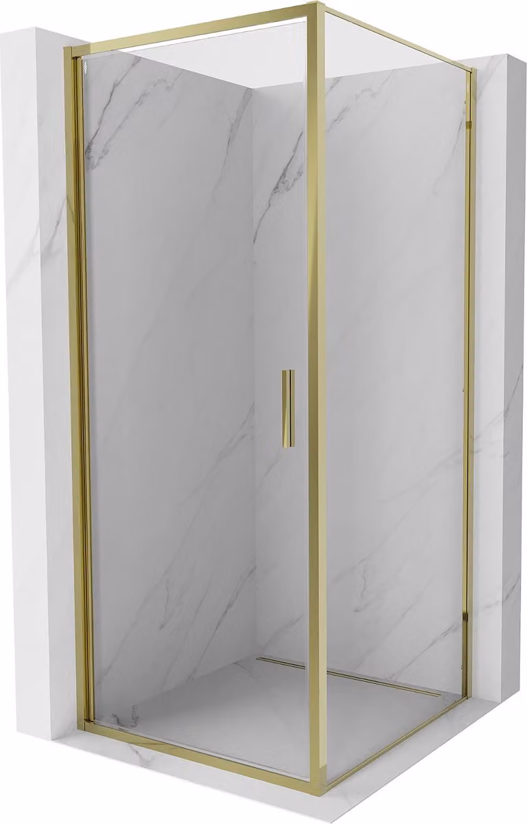 Mexen Exo cabina doccia a battente 70 x 70 cm, trasparente, oro - 817-070-070-50-00