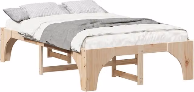 Struttura letto con giroletto in pino massello marrone L/P/H: 200 x 120 x 40 cm