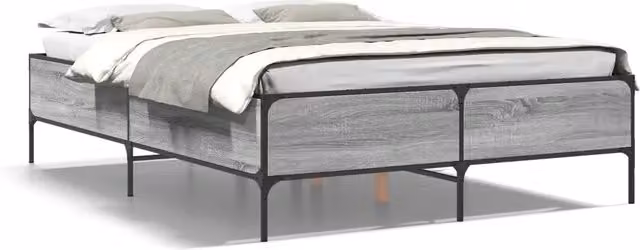 Letto matrimoniale Sonoma Grigio in legno e metallo con doghe fisse L/P/H: 140 x 200 x 44 cm – 1