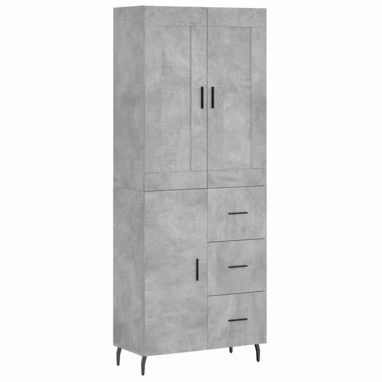 Credenza Grigio Cemento 69,5x34x180 cm in Legno Multistrato
