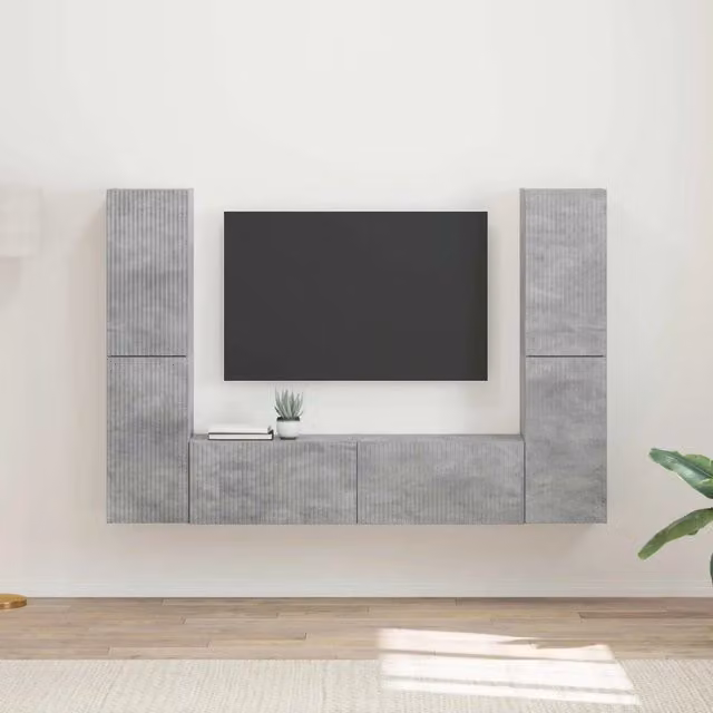 Set mobile TV 6 pz Grigio Cemento Legno ingegnerizzato 3409108
