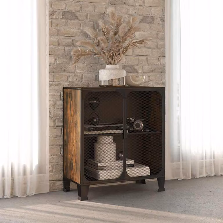 Armadietto da parete vidaXL in stile industriale marrone in metallo e MDF, L: 72 cm, P: 36 cm, H: 82 cm