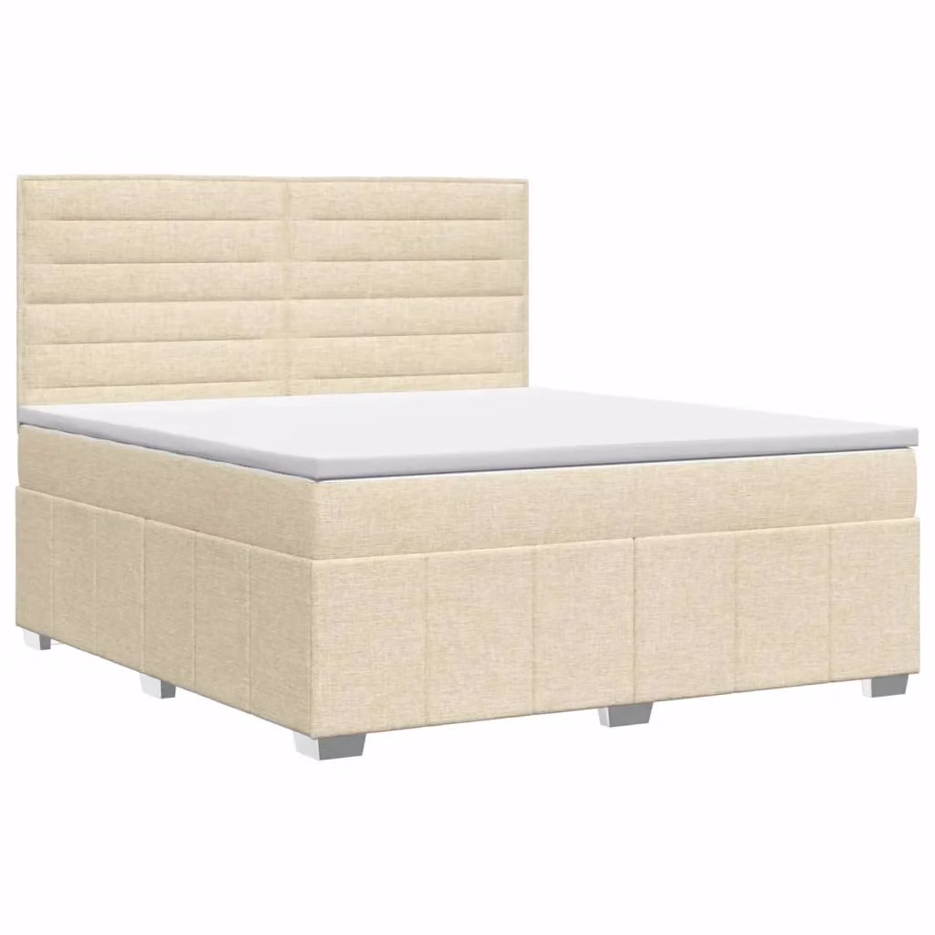 Letto box spring con materasso vidaXL in tessuto beige e bianco con base a sollevamento L/P: 140 x 200 cm – 2