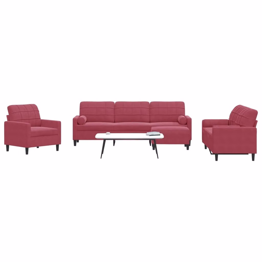 Maison Exclusive - Set divano 4 pezzi con cuscini e cuscini cervicali in velluto bordeaux