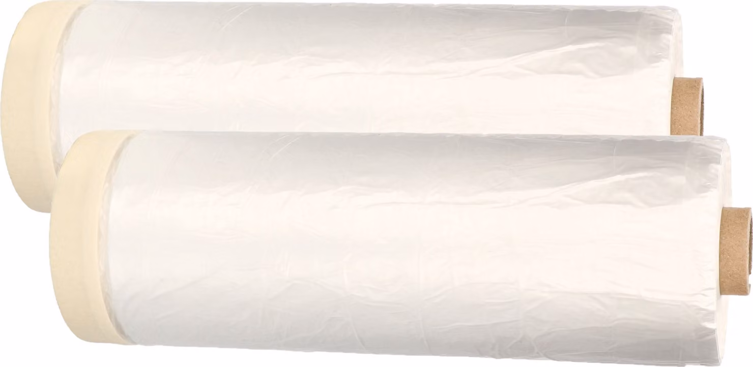 Set di 2 pellicole di mascheratura KOTARBAU® con nastro adesivo 195mm x 33m per lavori di pittura e ristrutturazione