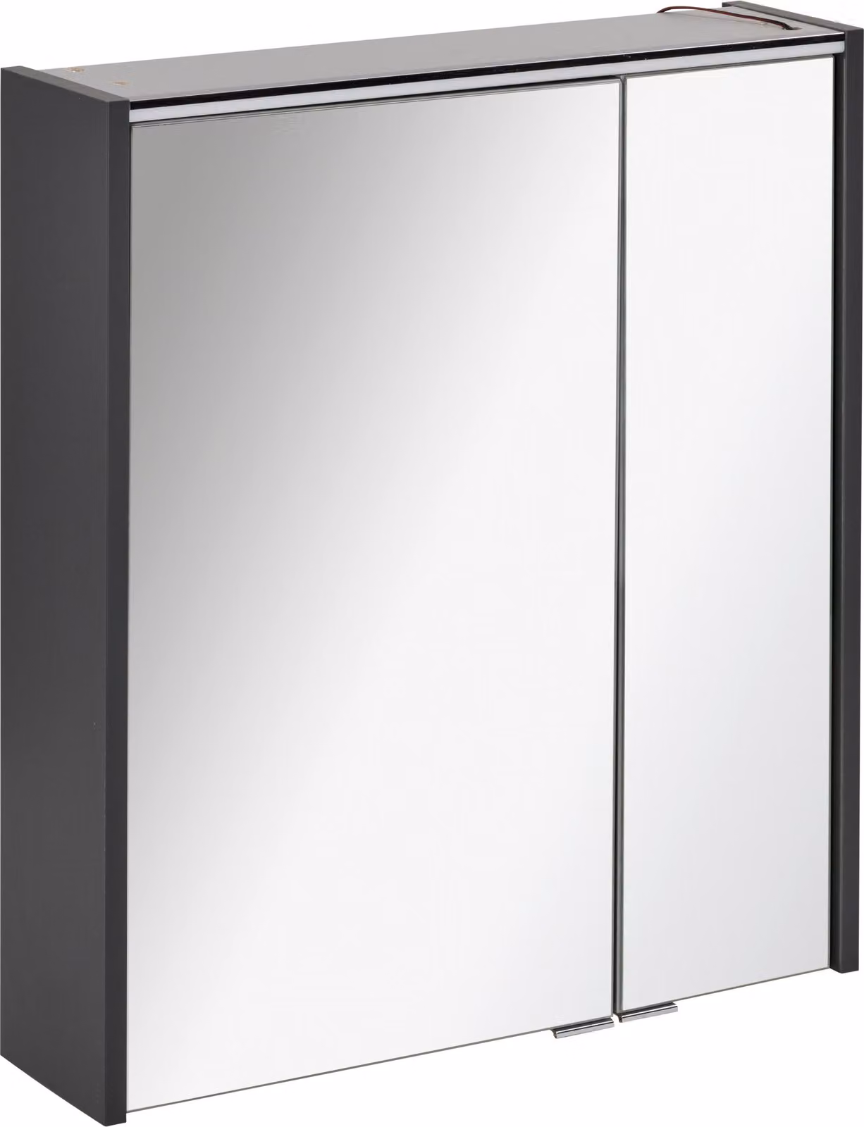 FACKELMANN Armadio a specchio LED DENVER / Armadio da bagno con cerniere a chiusura ammortizzata / Dimensioni (L x A x P): circa 60 x 68,5 x 16 cm / Armadio di alta qualità con specchio e illuminazione per il bagno / Corpo: grigio