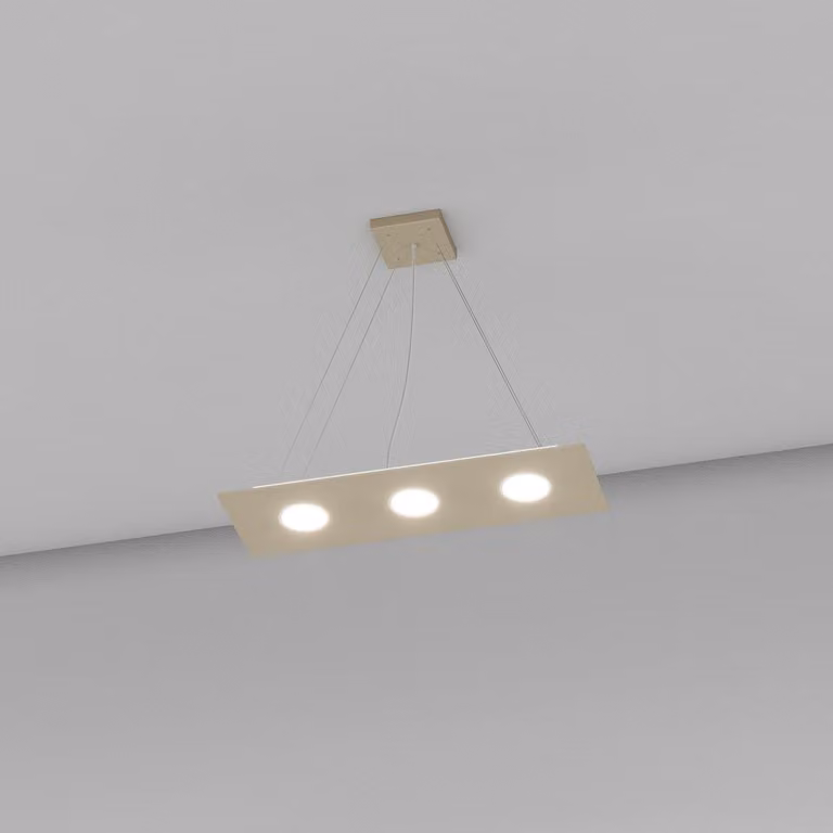 Lampadario Moderno Rettangolare Area Metallo Sabbia 3 Luci Gx53