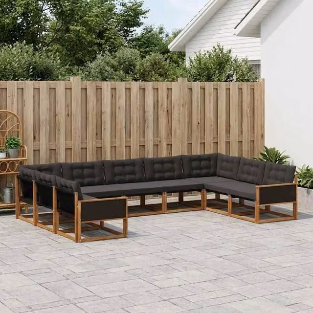 Set di divani da esterno 9 pz Naturale e Nero 3381672