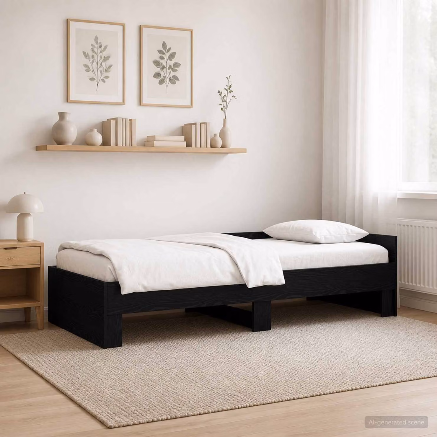 Struttura letto con testata moderna vidaXL in rovere nero L 80 cm x P 200 cm