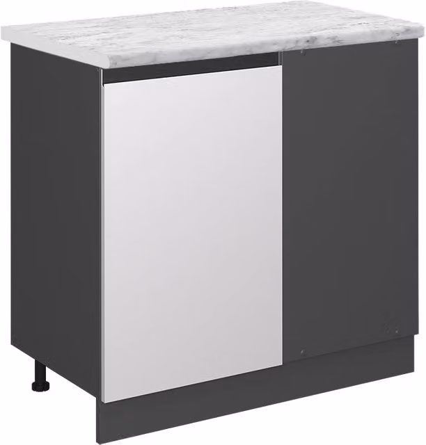 Mobile ad angolo cucina R-Line Bianco/Antracite 86 cm J-Shape PL Marmo Vicco