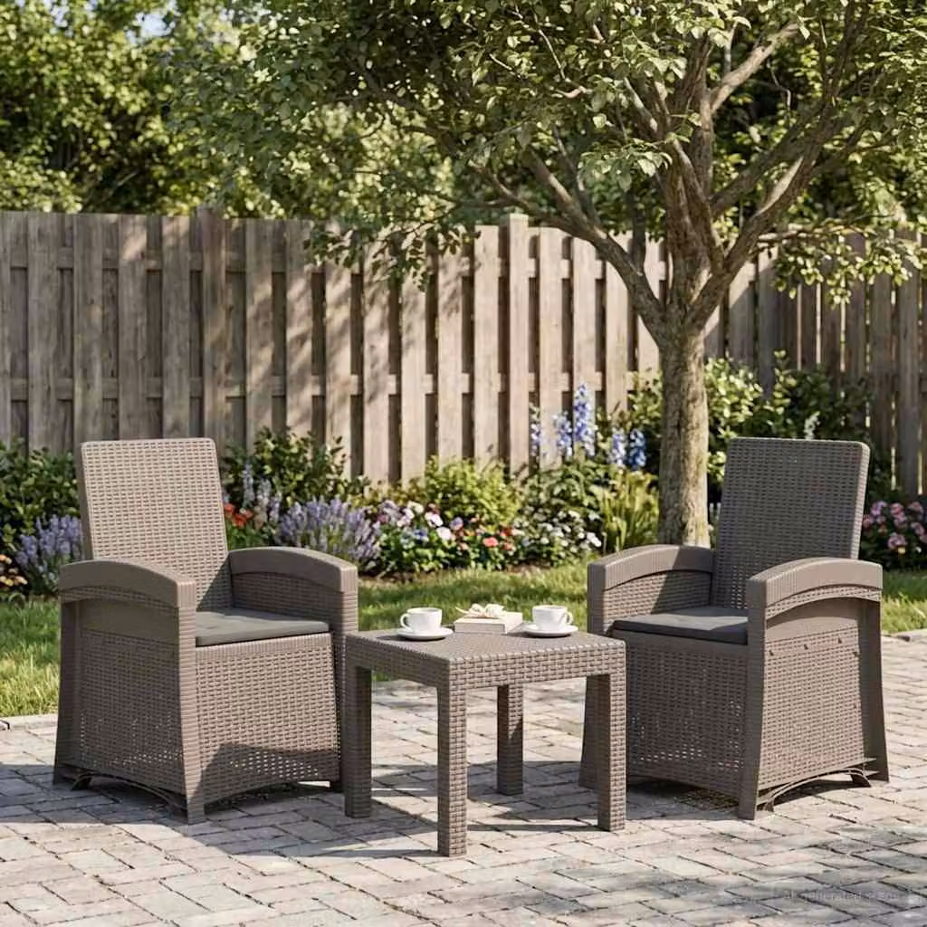 Set di 2 sedie da giardino reclinabili vidaXL in effetto rattan con cuscini inclusi, resistenti alle intemperie e ai raggi UV, colore antracite