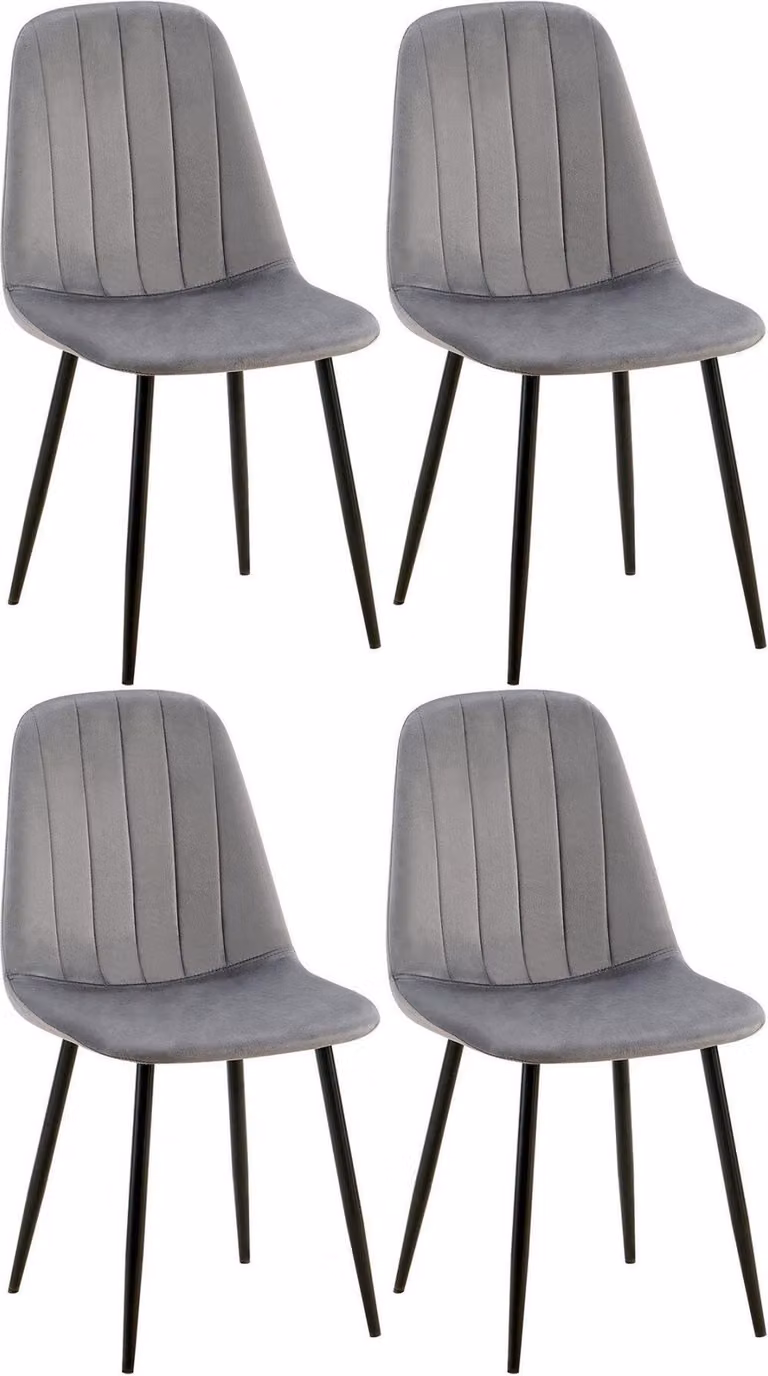 set di 4 sedie da pranzo - imbottitura in velluto - elevato comfort di seduta | colore: grigio scuro