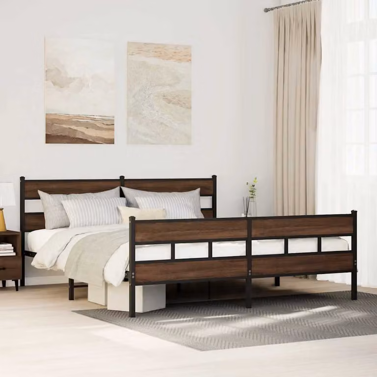 Giroletto vidaXL in metallo color rovere marrone con doghe fisse, L/P: 200 x 200 cm