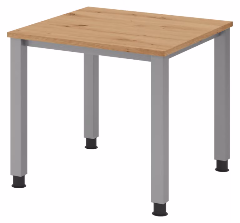 Scrivania bümö Serie Q - Struttura: argento, finitura: rovere nodato, dimensioni: 80 x 80 cm