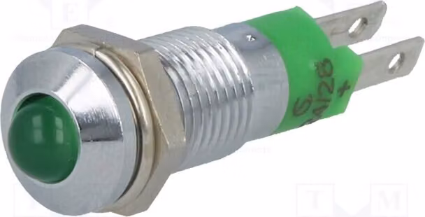 1 lampadina di controllo: LED convessa, 24÷28VDC, grado di protezione IP40, foro di montaggio: Ø8,2mm, metallo, modello SMQD08214, LED-K