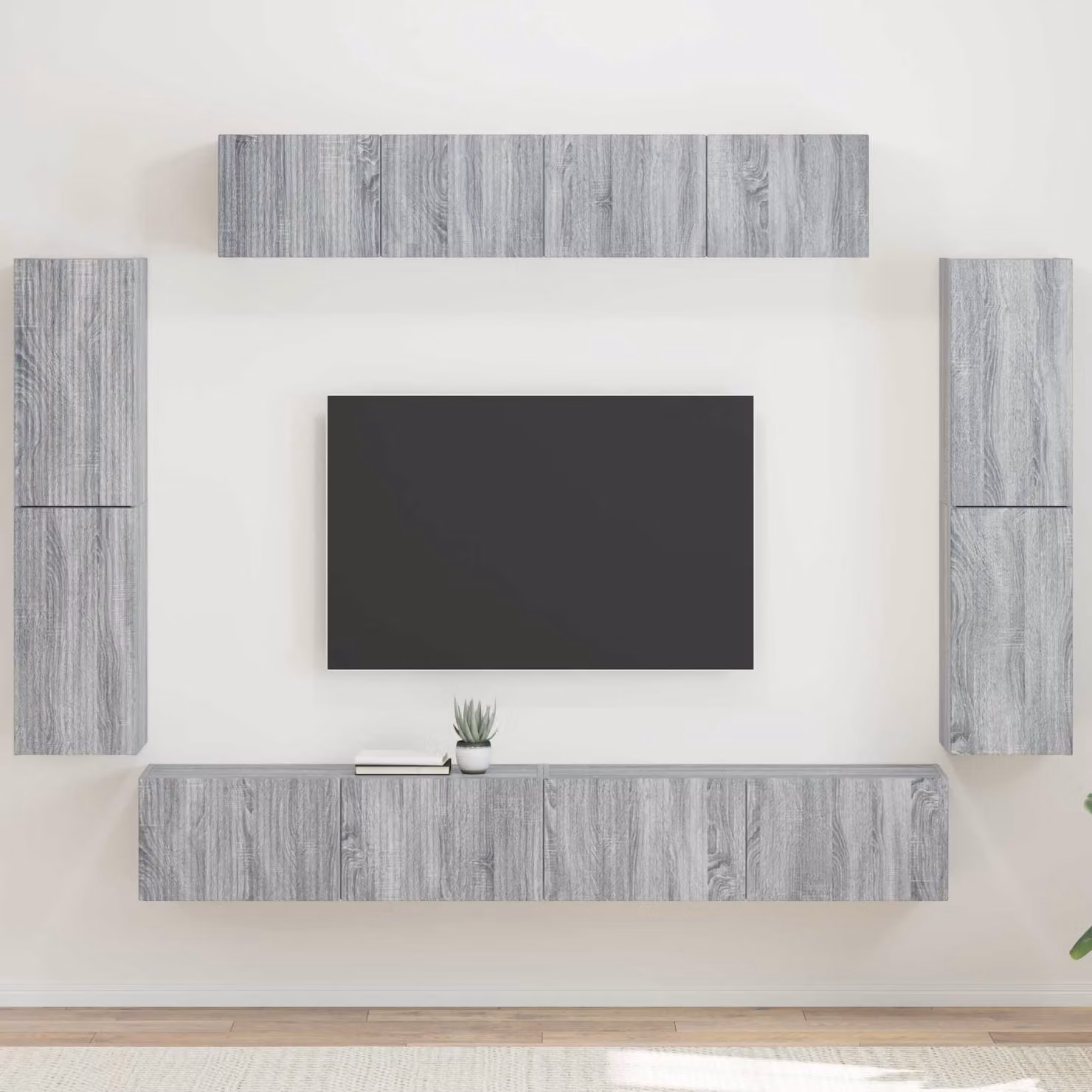 Mobile TV vidaXL in legno ingegnerizzato grigio con 8 scomparti per il tuo soggiorno