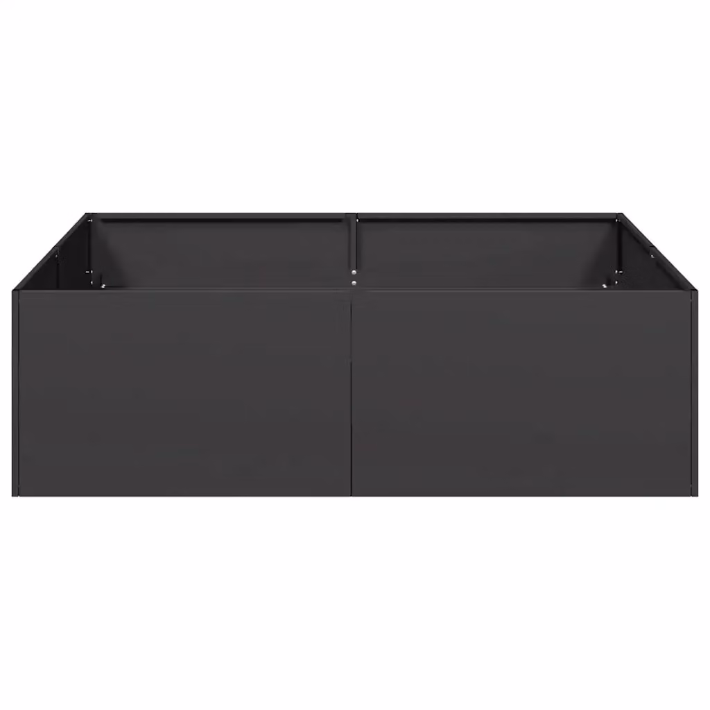 Fioriera quadrata moderna HELLOSHOP26 in acciaio nero per giardino o orto L: 100 cm, P: 100 cm, H: 30 cm – 2