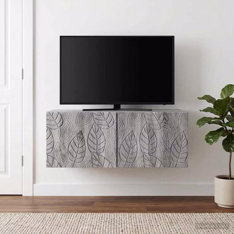 vidaXL Mobile Porta TV da Muro in Legno MDF Grigio Vintage L: 98 cm, P: 31 cm, H: 30 cm